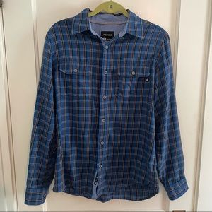 Blue Plaid Flannel Button Down Long Sleeve Shirt